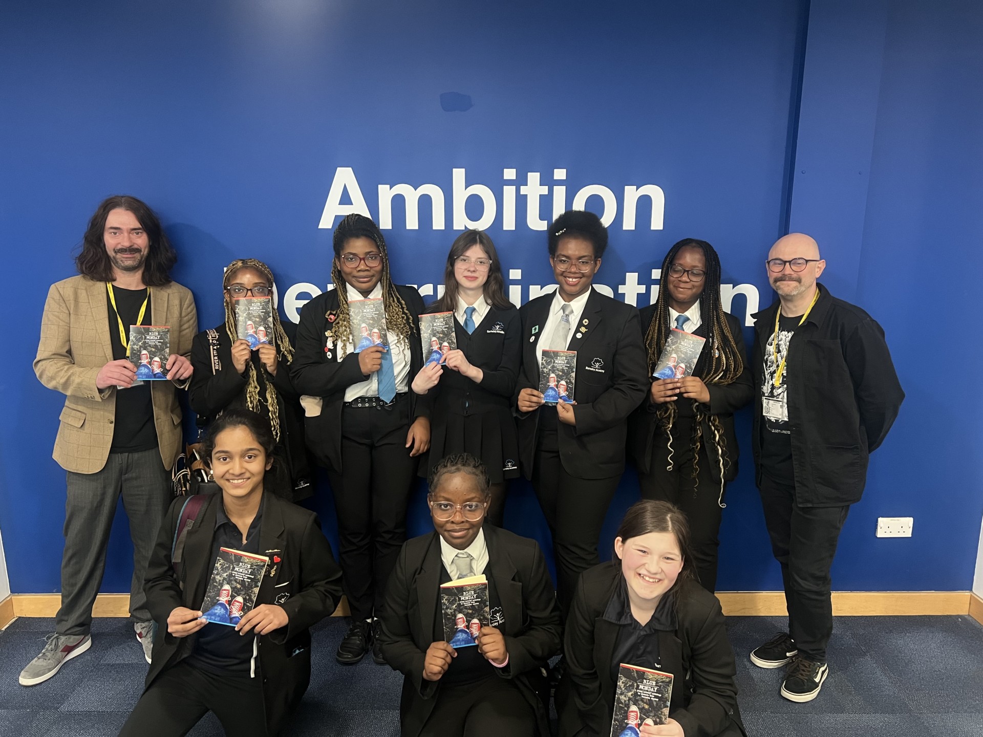 Barnsley Academy students with Nik Perrin and Jason White